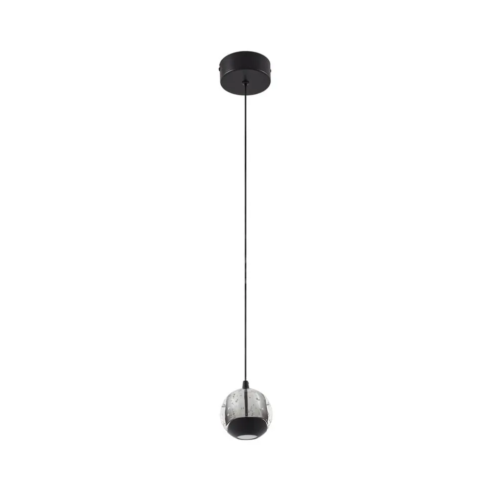 Lucande LED-pendellampe Hayley, sort, 1 lyskilde, glas
