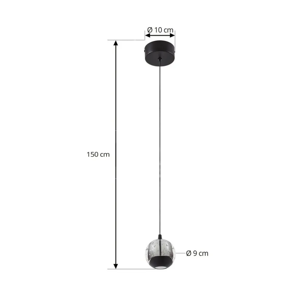Lucande LED-pendellampe Hayley, sort, 1 lyskilde, glas