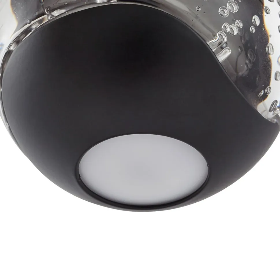 Lucande LED-pendellampe Hayley, sort, 1 lyskilde, glas