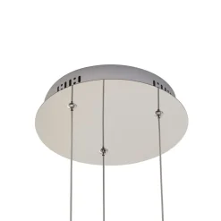Lucande LED-pendellampe Hayley, Ø 25 cm, 3 lyskilder, krom, glas