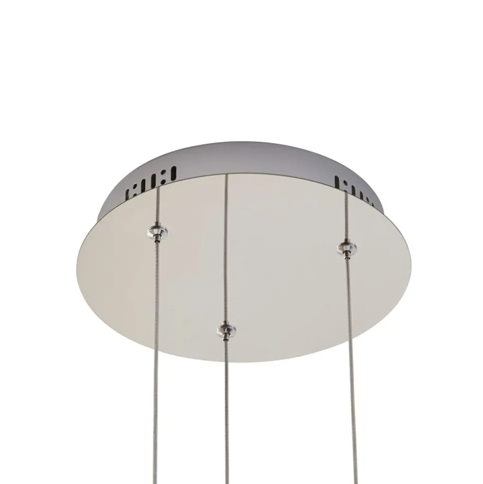 Lucande LED-pendellampe Hayley, Ø 25 cm, 3 lyskilder, krom, glas
