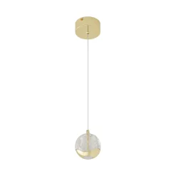 Lucande LED-pendellampe Hayley, Ø 9 cm, guldfarvet, glas