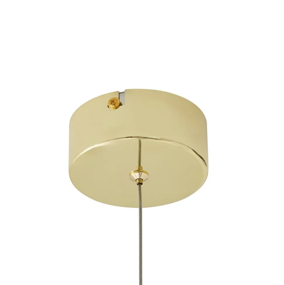 Lucande LED-pendellampe Hayley, Ø 9 cm, guldfarvet, glas