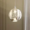 Lucande LED-pendellampe Hayley, Ø 9 cm, kromfarvet, glas