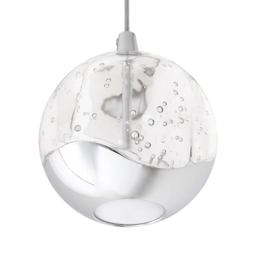 Lucande LED-pendellampe Hayley, Ø 9 cm, kromfarvet, glas