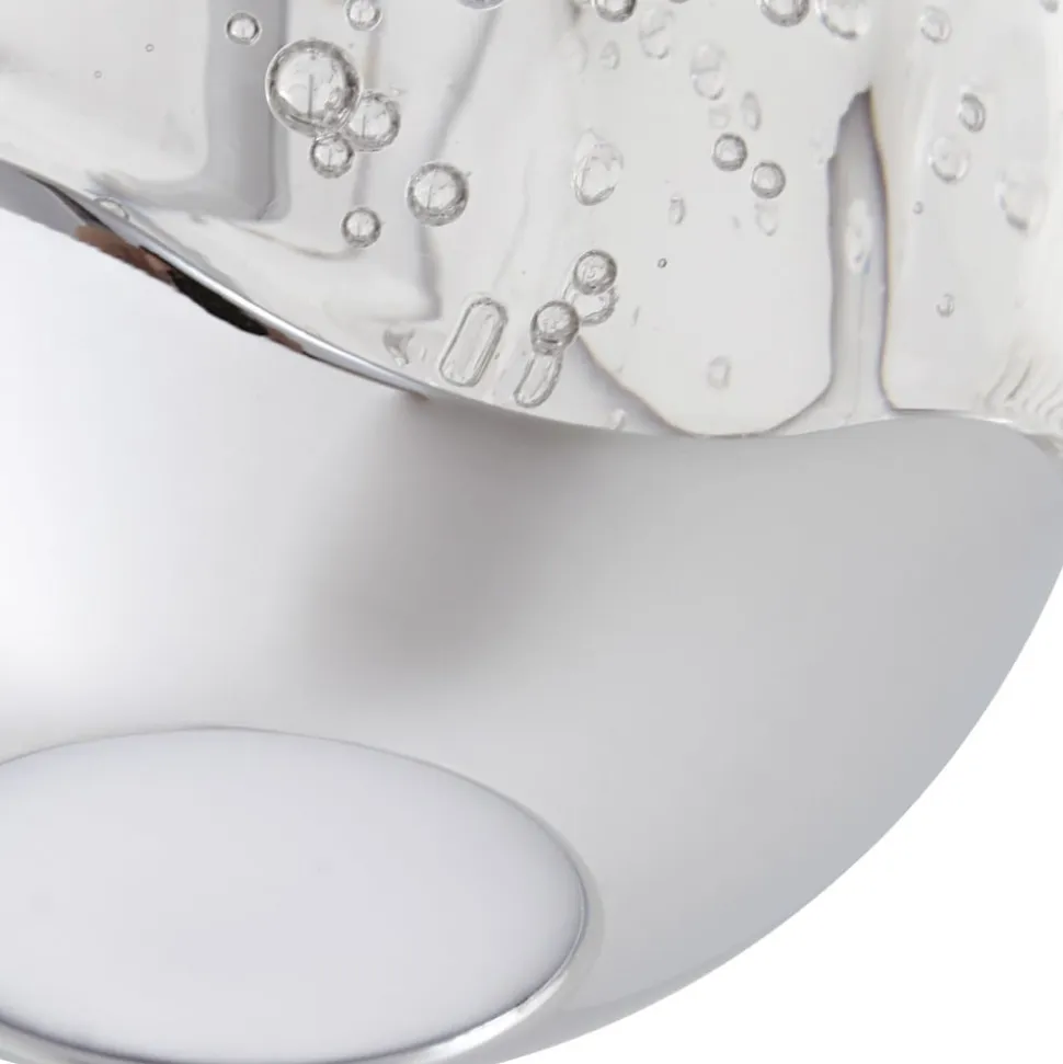 Lucande LED-pendellampe Hayley, Ø 9 cm, kromfarvet, glas