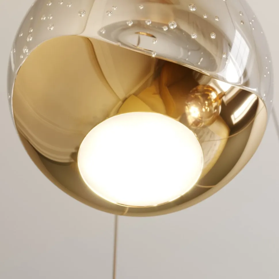Lucande LED-pendellampe Hayley, Ø 30 cm, 5 lyskilder, guld, glas