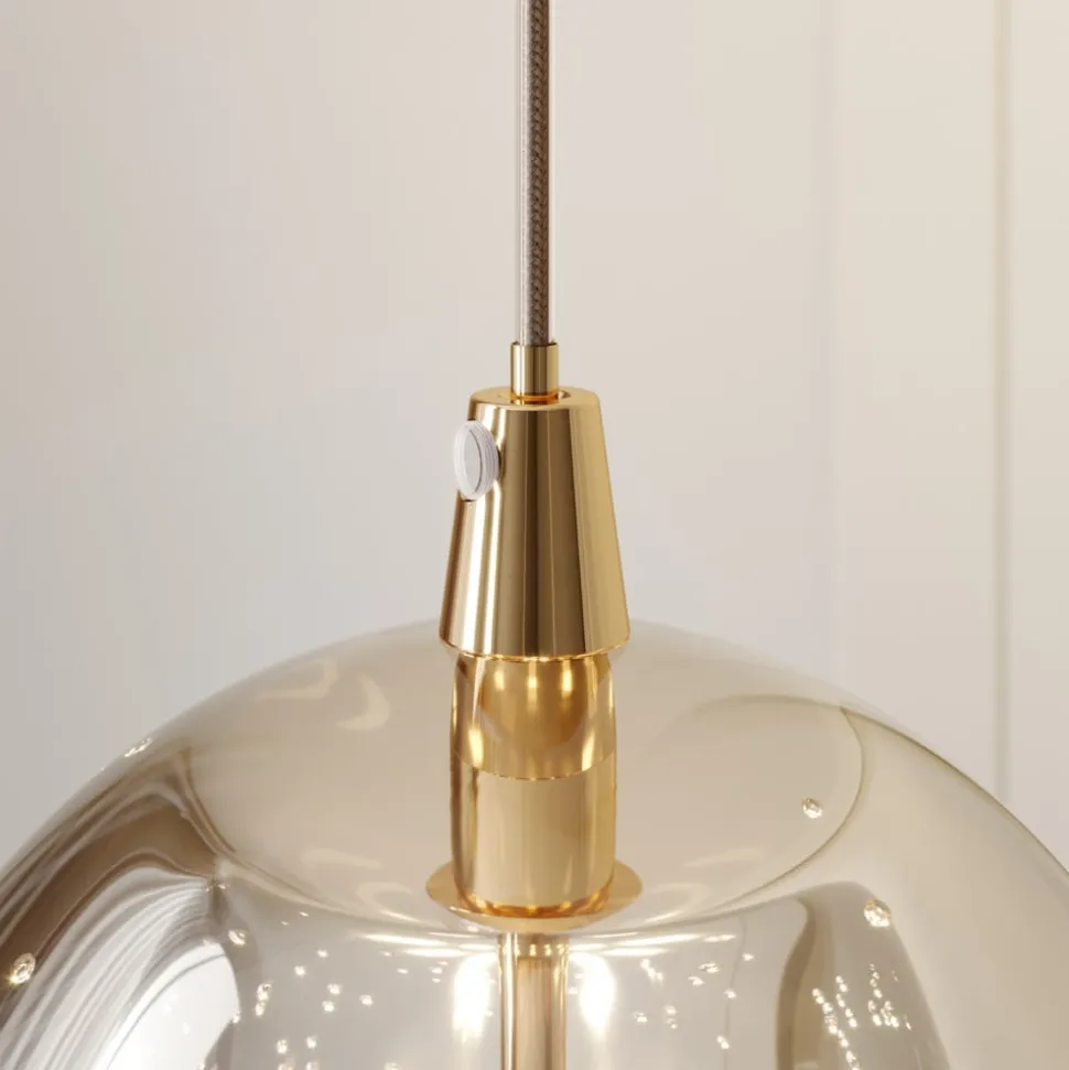Lucande LED-pendellampe Hayley, Ø 30 cm, 5 lyskilder, guld, glas