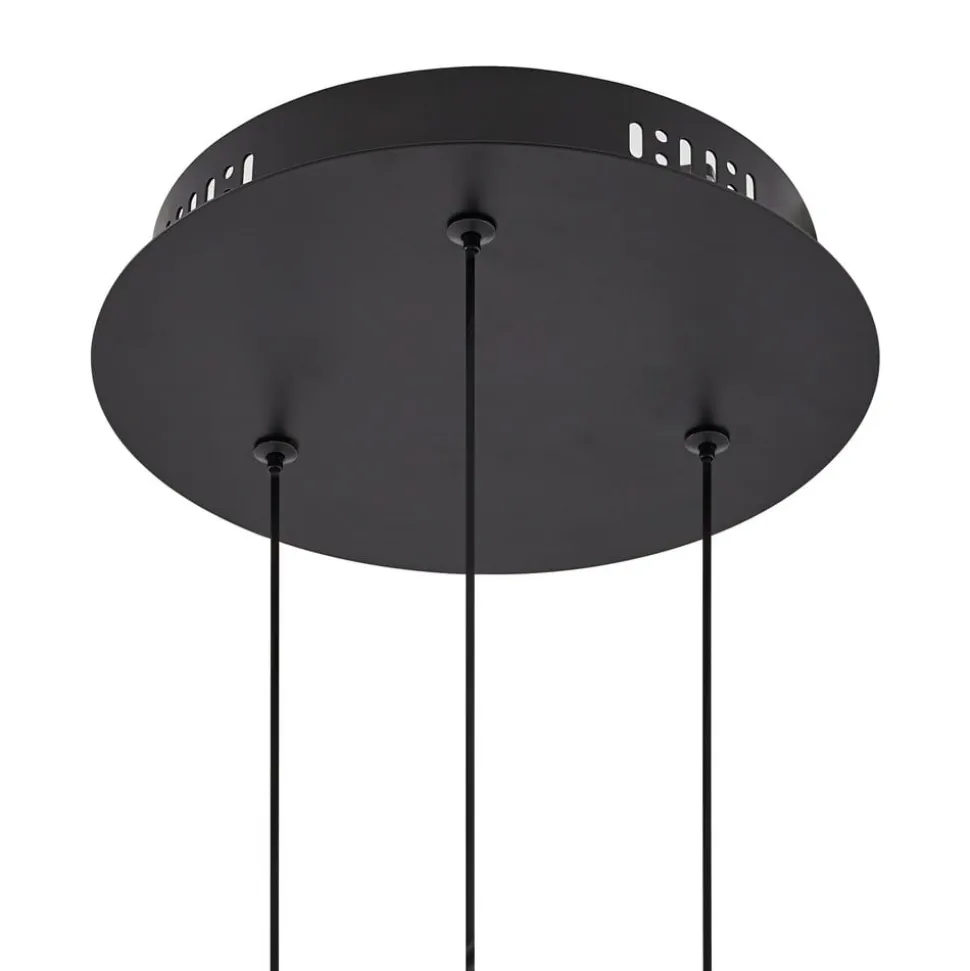 Lucande LED-pendellampe Hayley, sort, 3 lyskilder, glas