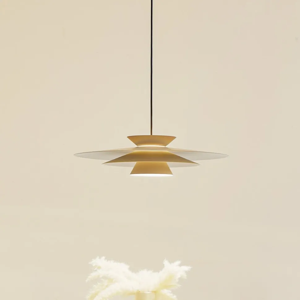 Lucande LED-pendellampe Livie, beige, aluminium, Ø 50 cm