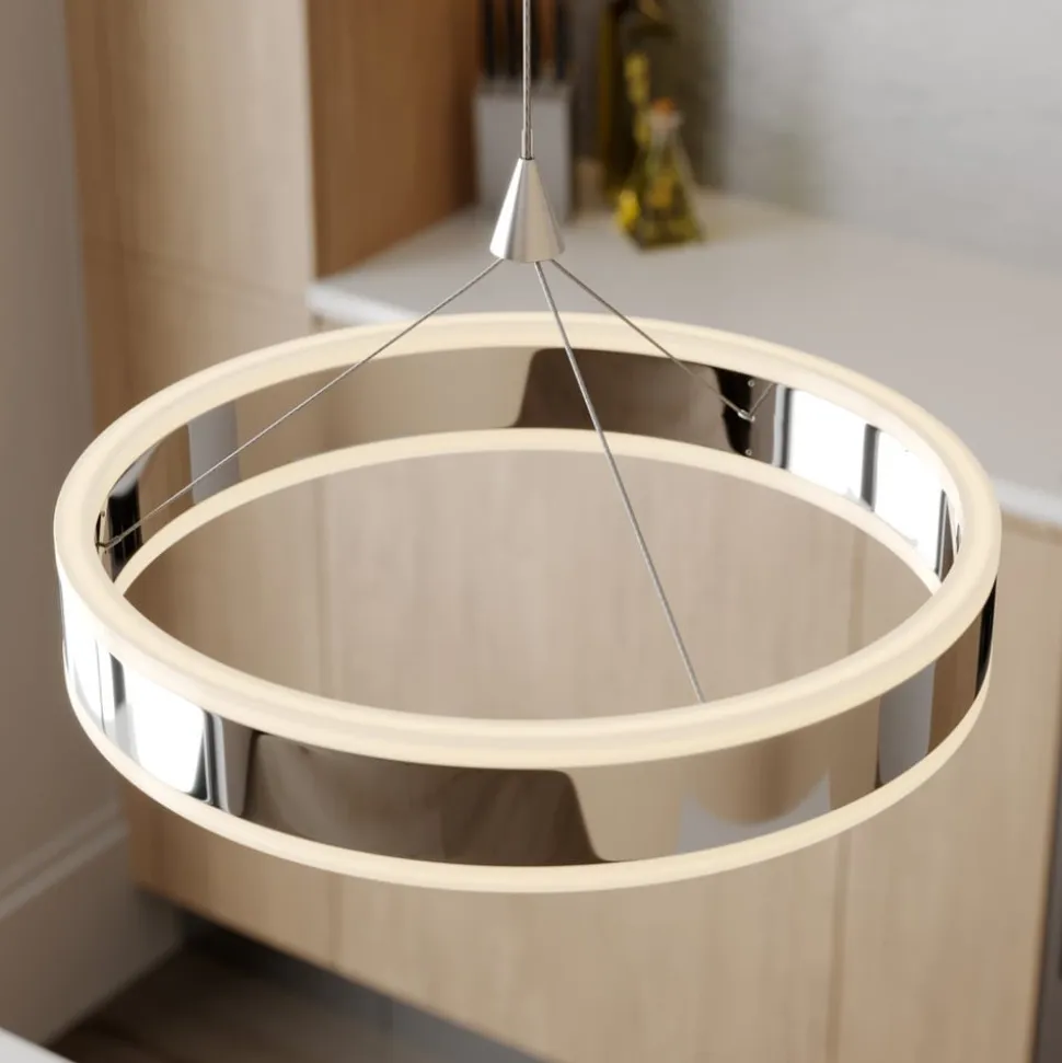 Lucande LED-pendellampe Lyani, 85 cm, 2 lyskilder, krom, dæmpbar