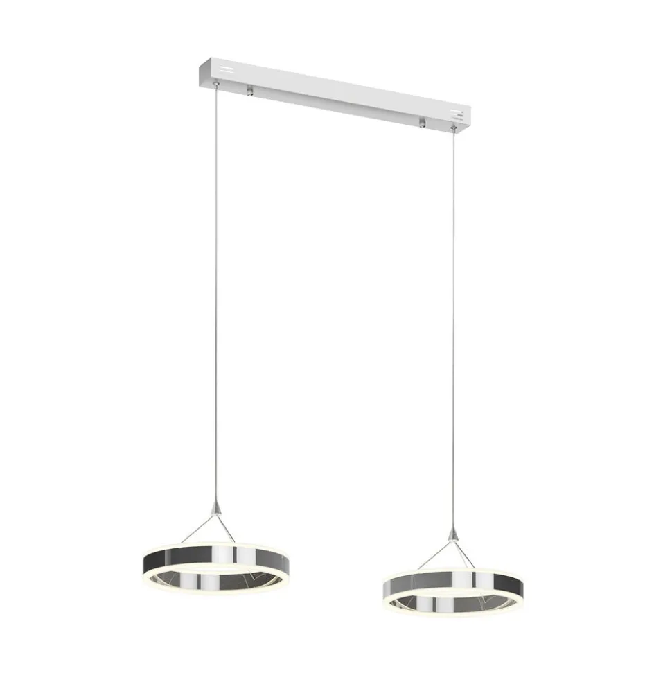 Lucande LED-pendellampe Lyani, 85 cm, 2 lyskilder, krom, dæmpbar
