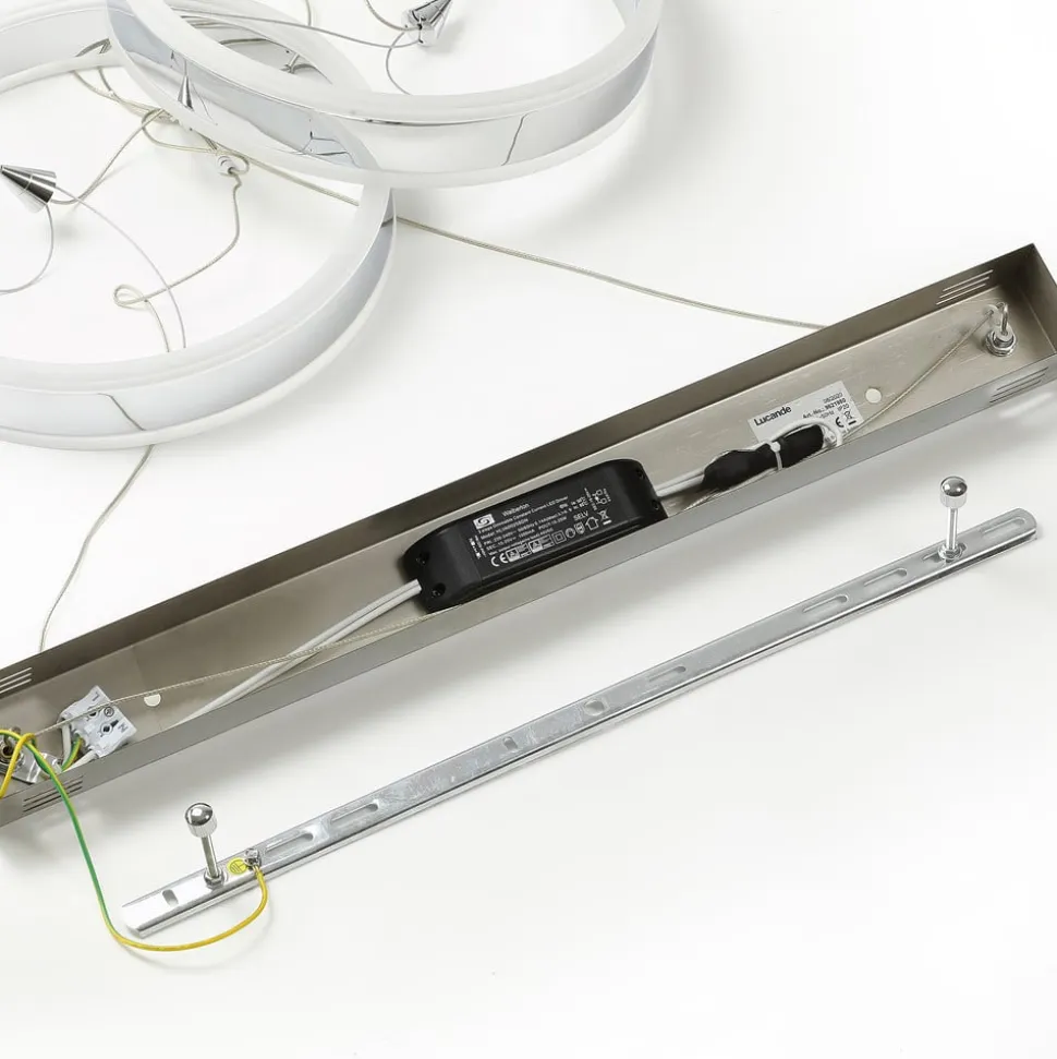 Lucande LED-pendellampe Lyani, 85 cm, 2 lyskilder, krom, dæmpbar