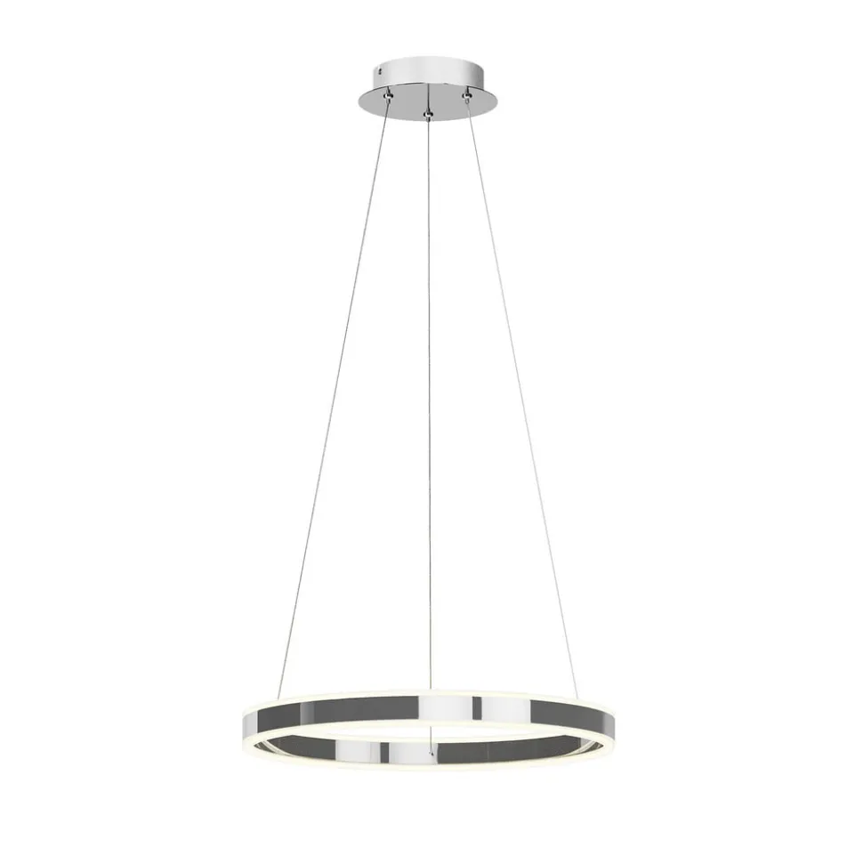 Lucande LED-pendellampe Lyani, Ø 50 cm, krom, dæmpbar