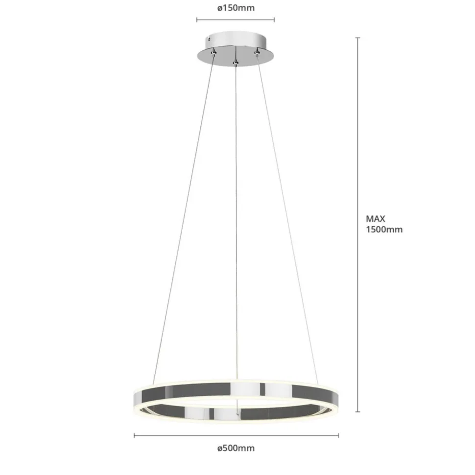 Lucande LED-pendellampe Lyani, Ø 50 cm, krom, dæmpbar