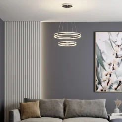 Lucande LED-pendellampe Lyani, 60 cm, 2 lyskilder, krom, dæmpbar