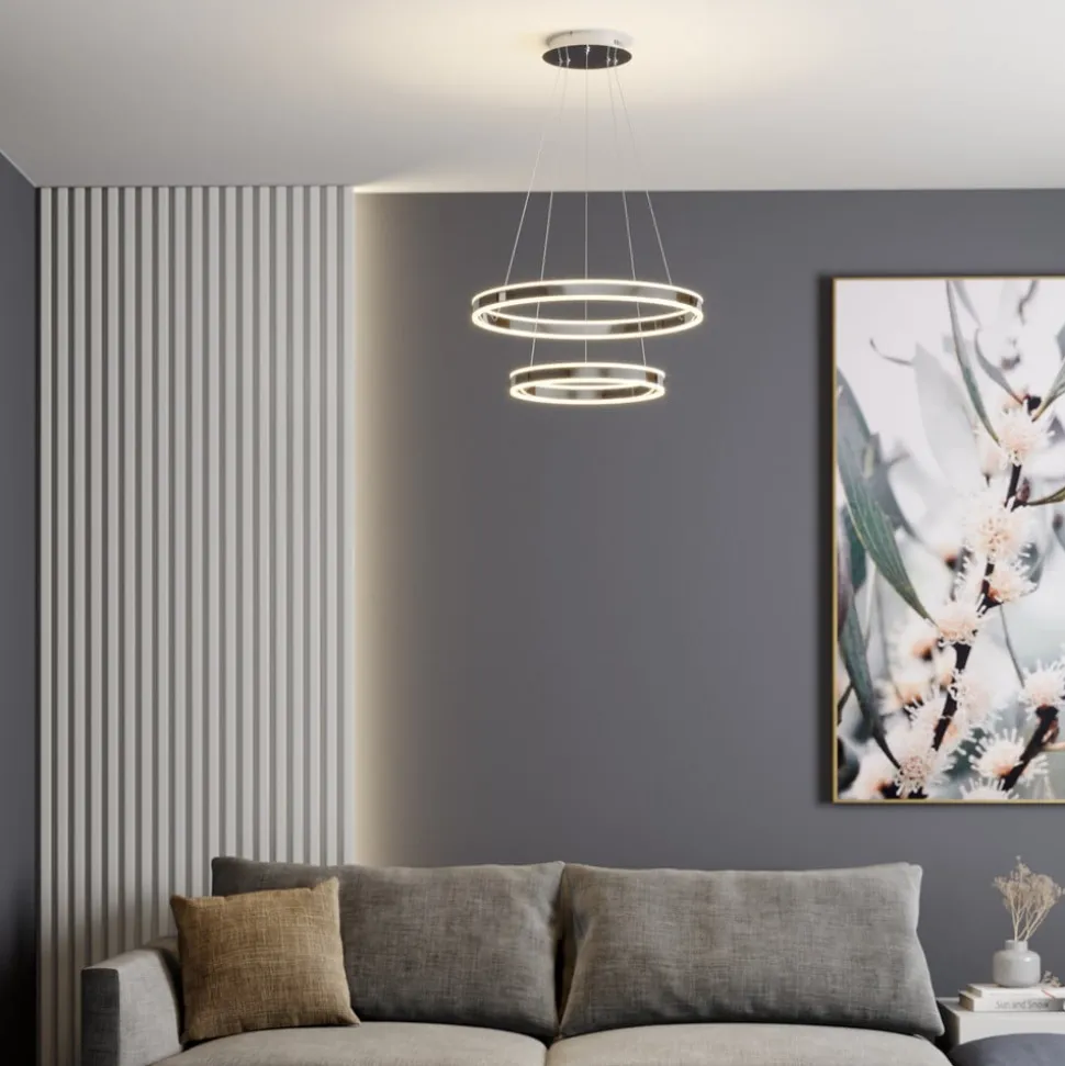 Lucande LED-pendellampe Lyani, 60 cm, 2 lyskilder, krom, dæmpbar