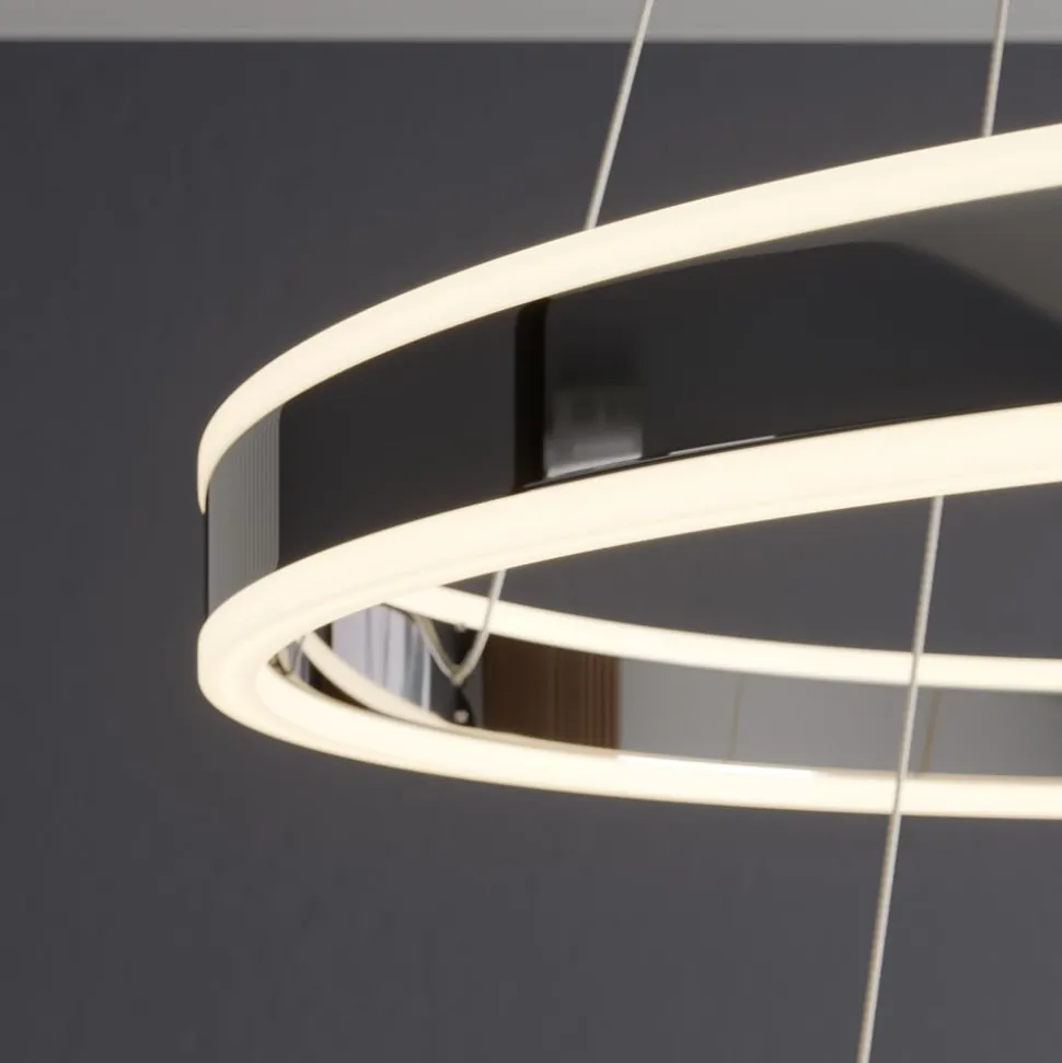 Lucande LED-pendellampe Lyani, 60 cm, 2 lyskilder, krom, dæmpbar