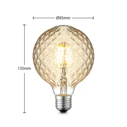 Lucande LED-pære E27 G95 4 W 2.700 K dæmp, ravgul