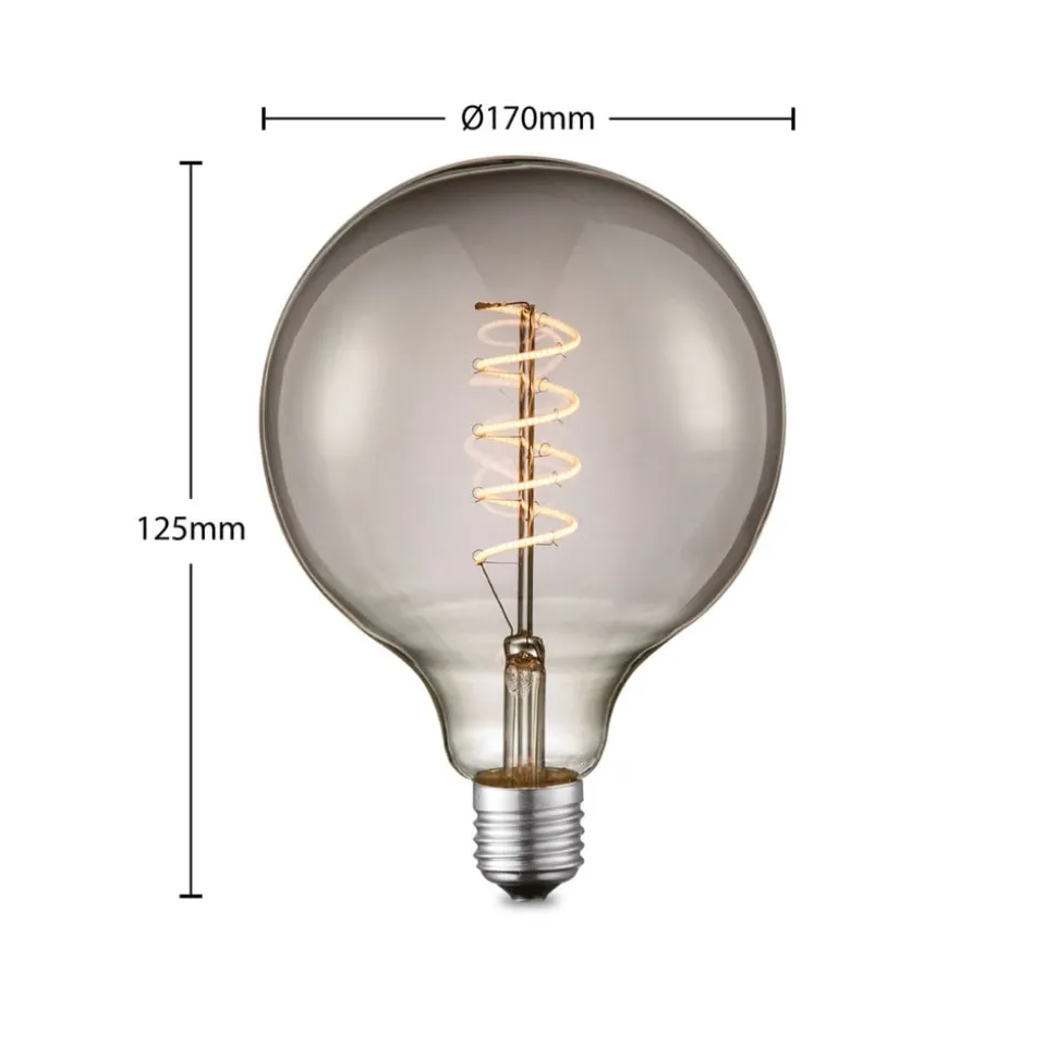 Lucande LED-pære E27 G125 4 W smoke 1.800 K dæmpbar