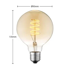Lucande LED-pære E27 G95 4W 2.700 K dæmpbar ravfarvet