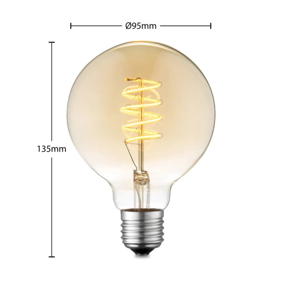 Lucande LED-pære E27 G95 4W 2.700 K dæmpbar ravfarvet
