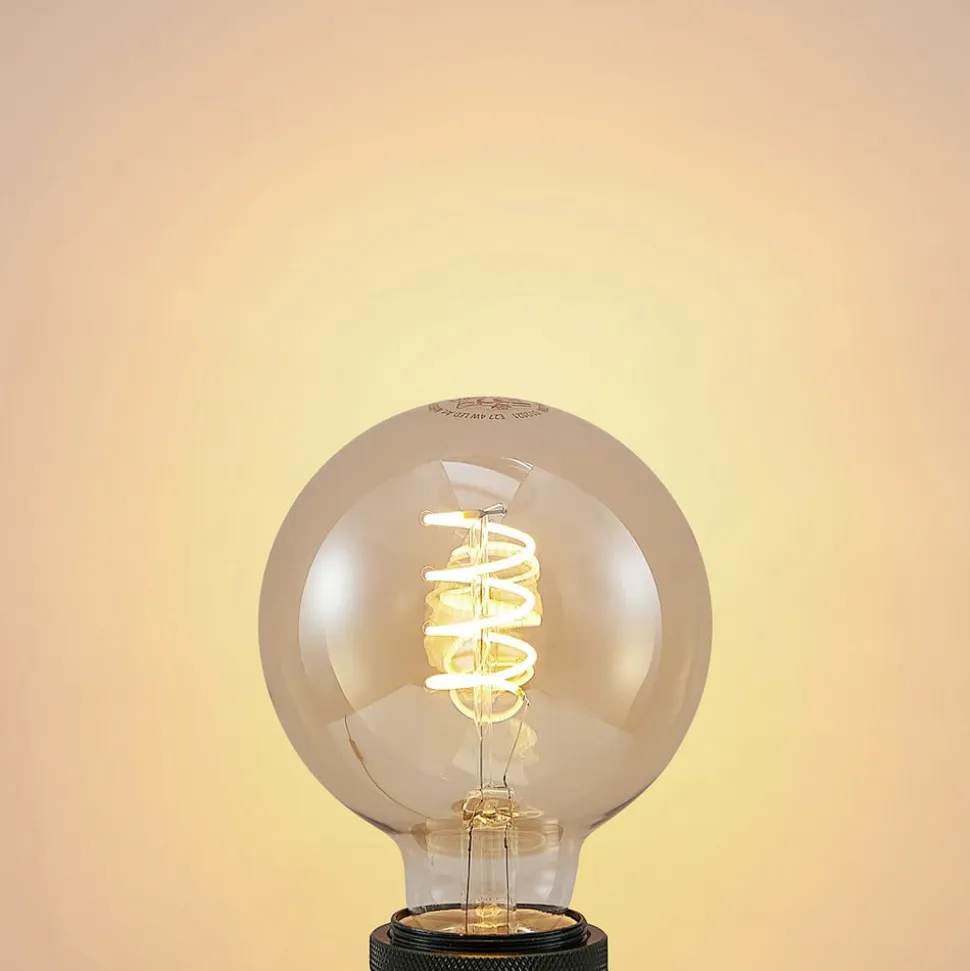 Lucande LED-pære E27 G95 4W 2.700 K dæmpbar ravfarvet