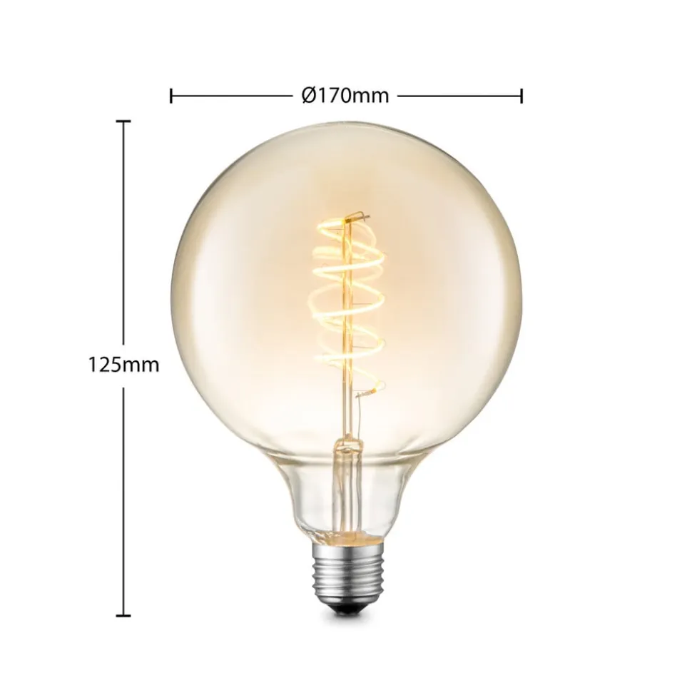 Lucande LED-pære E27 G125 4W 2.700K dæmpbar ravfarvet