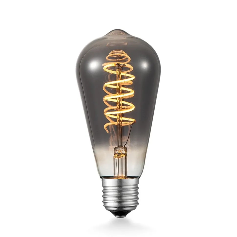 Lucande LED-pære E27 ST64 4W 1.800K dæmpbar titan