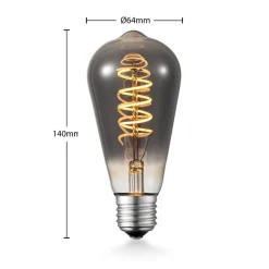 Lucande LED-pære E27 ST64 4W 1.800K dæmpbar titan