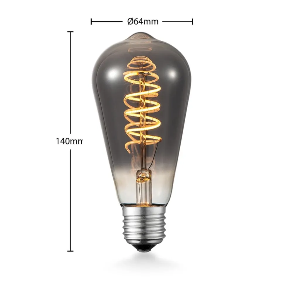 Lucande LED-pære E27 ST64 4W 1.800K dæmpbar titan