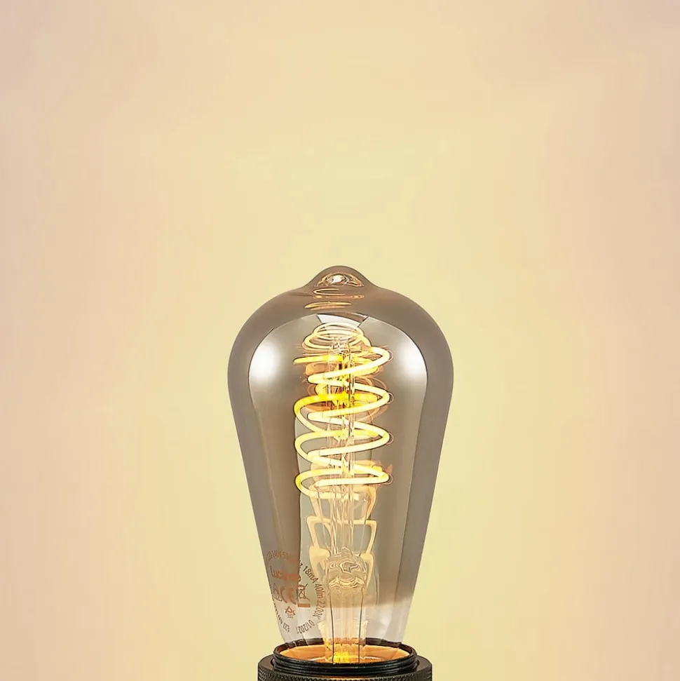 Lucande LED-pære E27 ST64 4W 1.800K dæmpbar titan