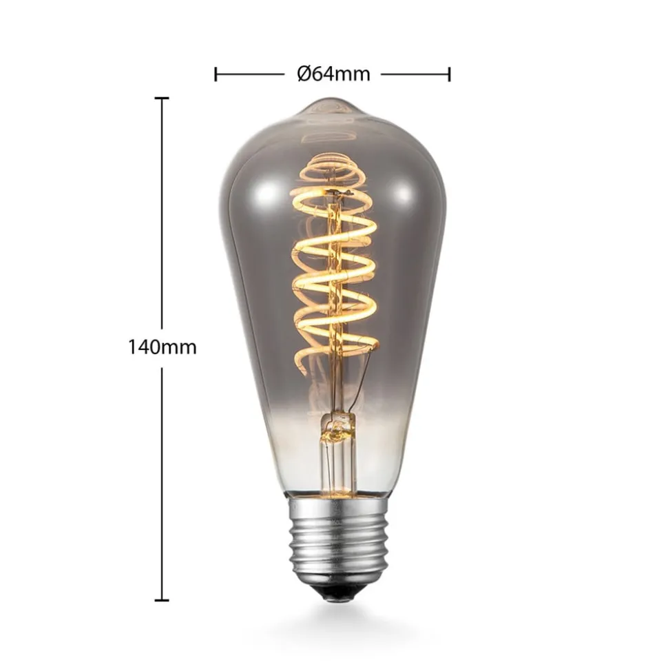 Lucande LED-pære E27 ST64 4W smoke 1.800 K dæmpbar