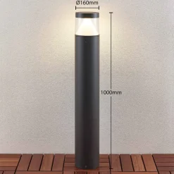 Lucande LED-pullert Darja, antracit, metal, 100 cm, IP54