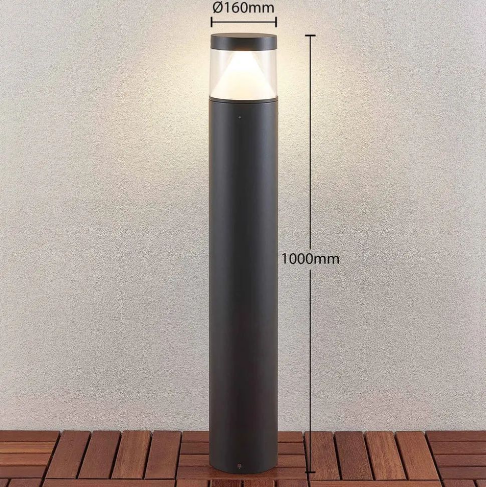 Lucande LED-pullert Darja, antracit, metal, 100 cm, IP54