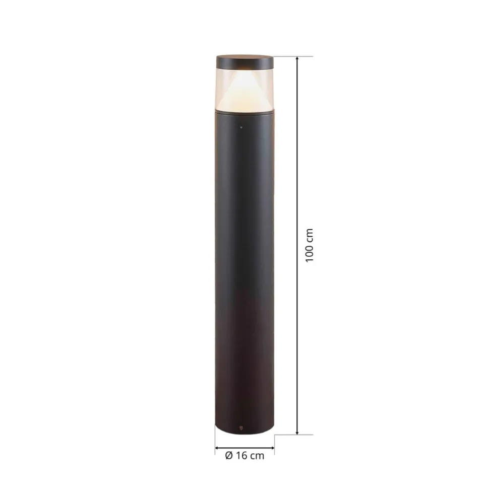 Lucande LED-pullert Darja, antracit, metal, 100 cm, IP54