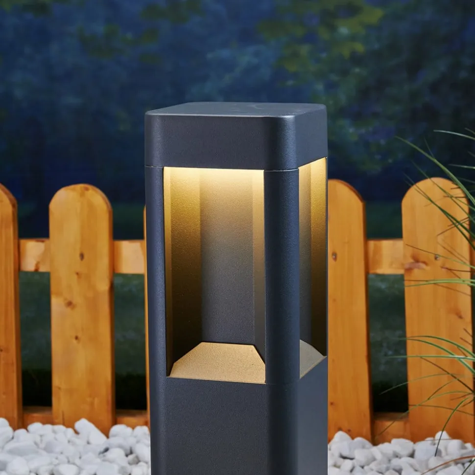 Lucande LED-sokkellampe Annika, antracit, metal, 50 cm