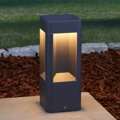 Lucande LED-sokkellampe Annika, antracit, metal, 30 cm