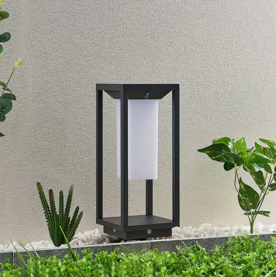 Lucande LED-sokkellampe Eliel, 34 cm, antracit, IP54