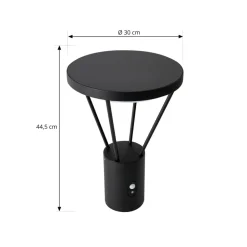 Lucande LED-sokkellampe Elario, 44 cm, sort, sensor