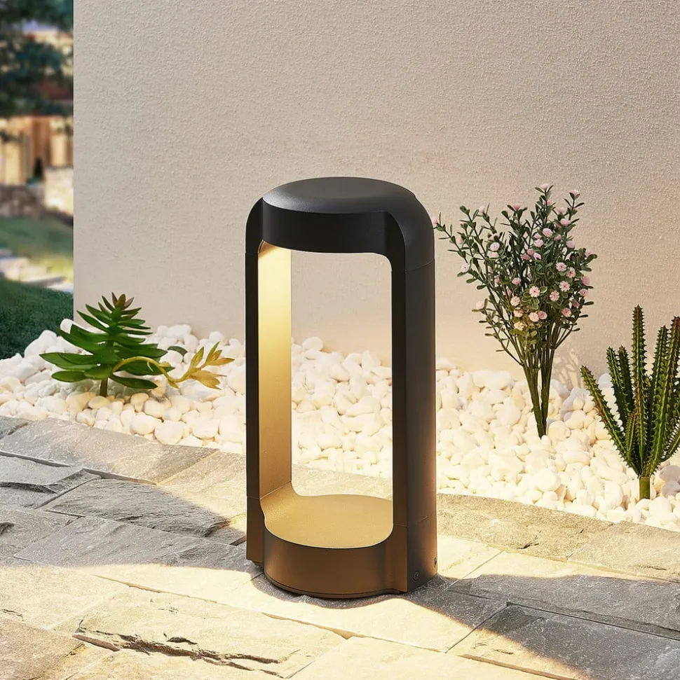 Lucande LED-sokkellampe Habsa, 30 cm, antracit, metal