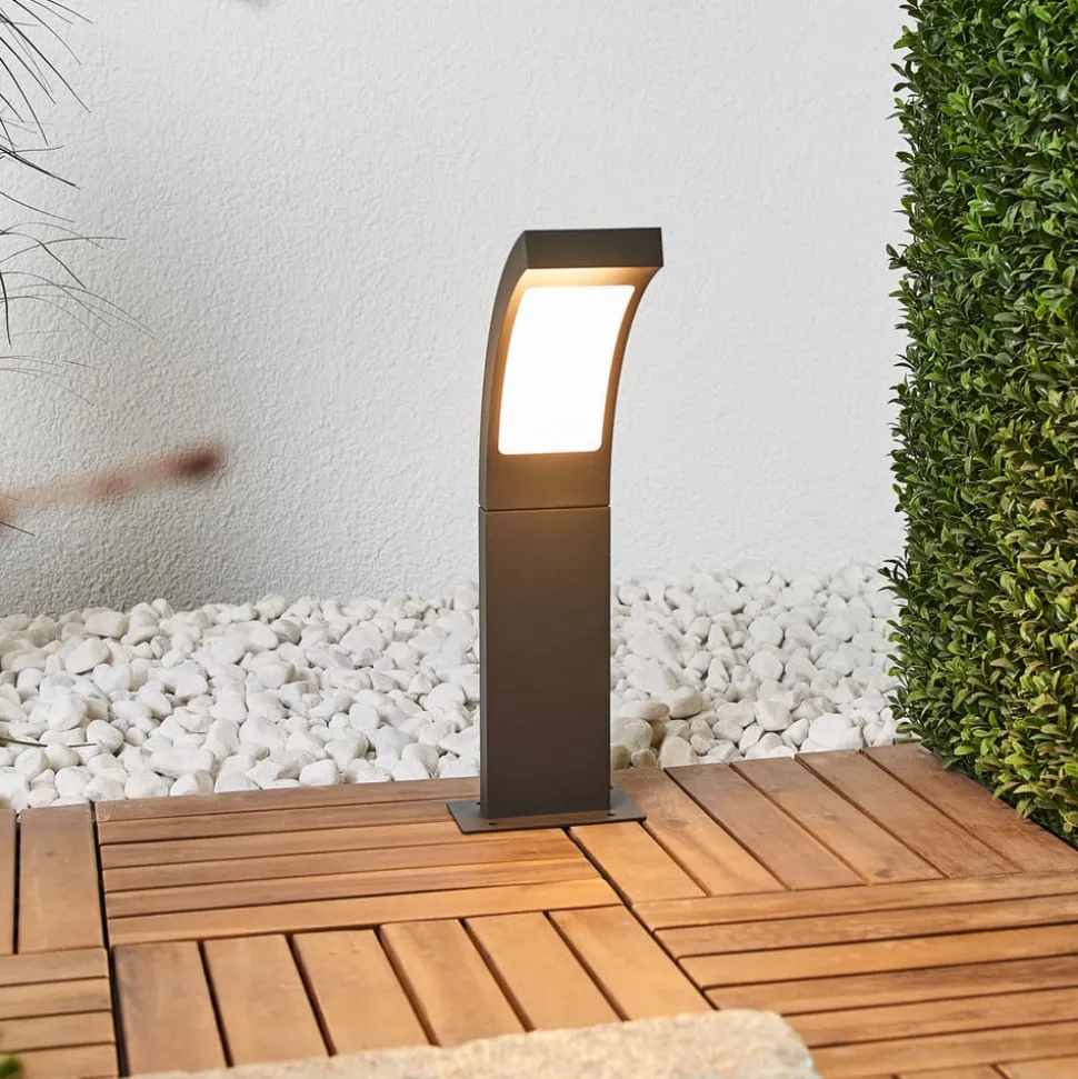 Lucande LED-sokkellampe Juvia, 40 cm, antracit, IP54