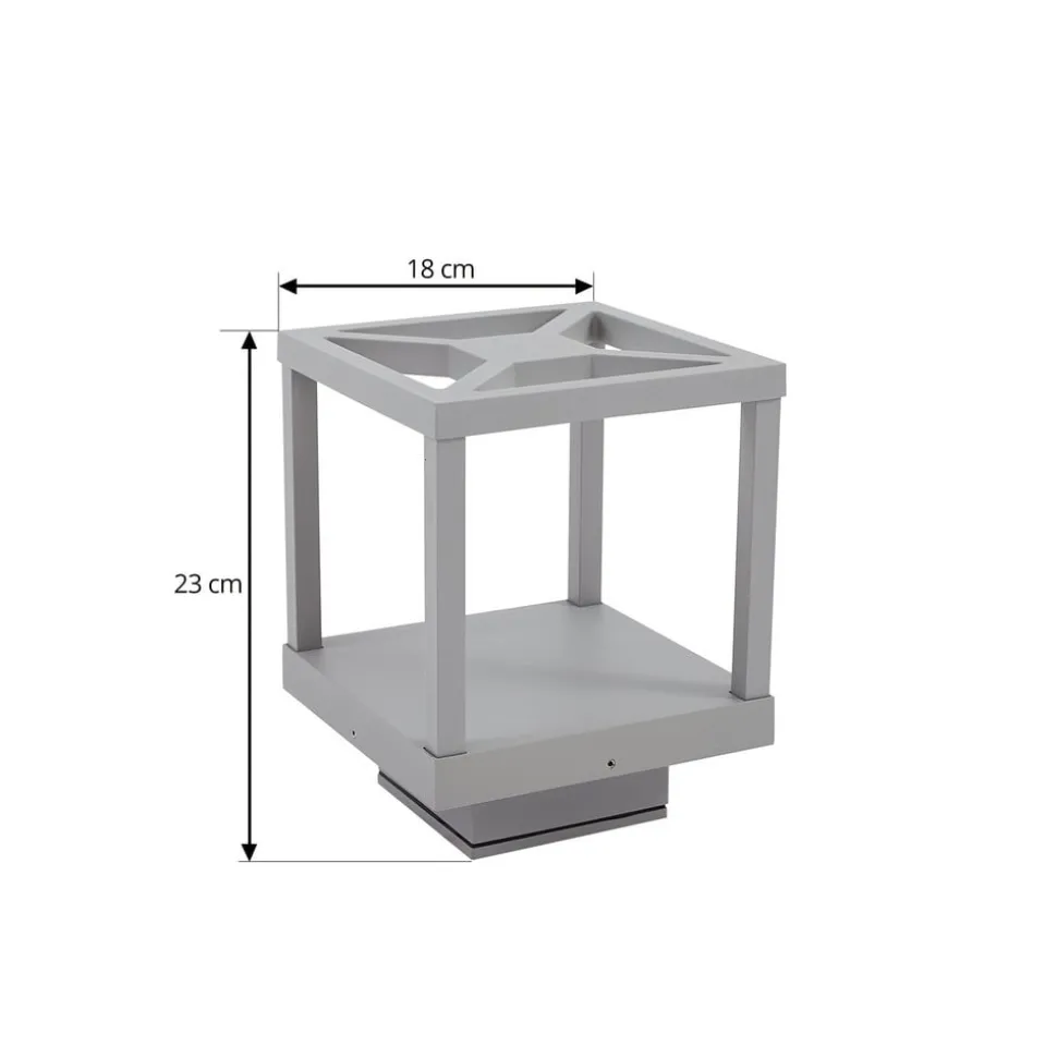 Lucande LED-sokkellampe Lealan, grå, metal, 23 cm, IP54
