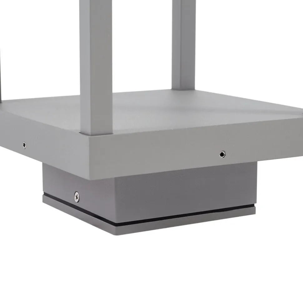 Lucande LED-sokkellampe Lealan, grå, metal, 23 cm, IP54