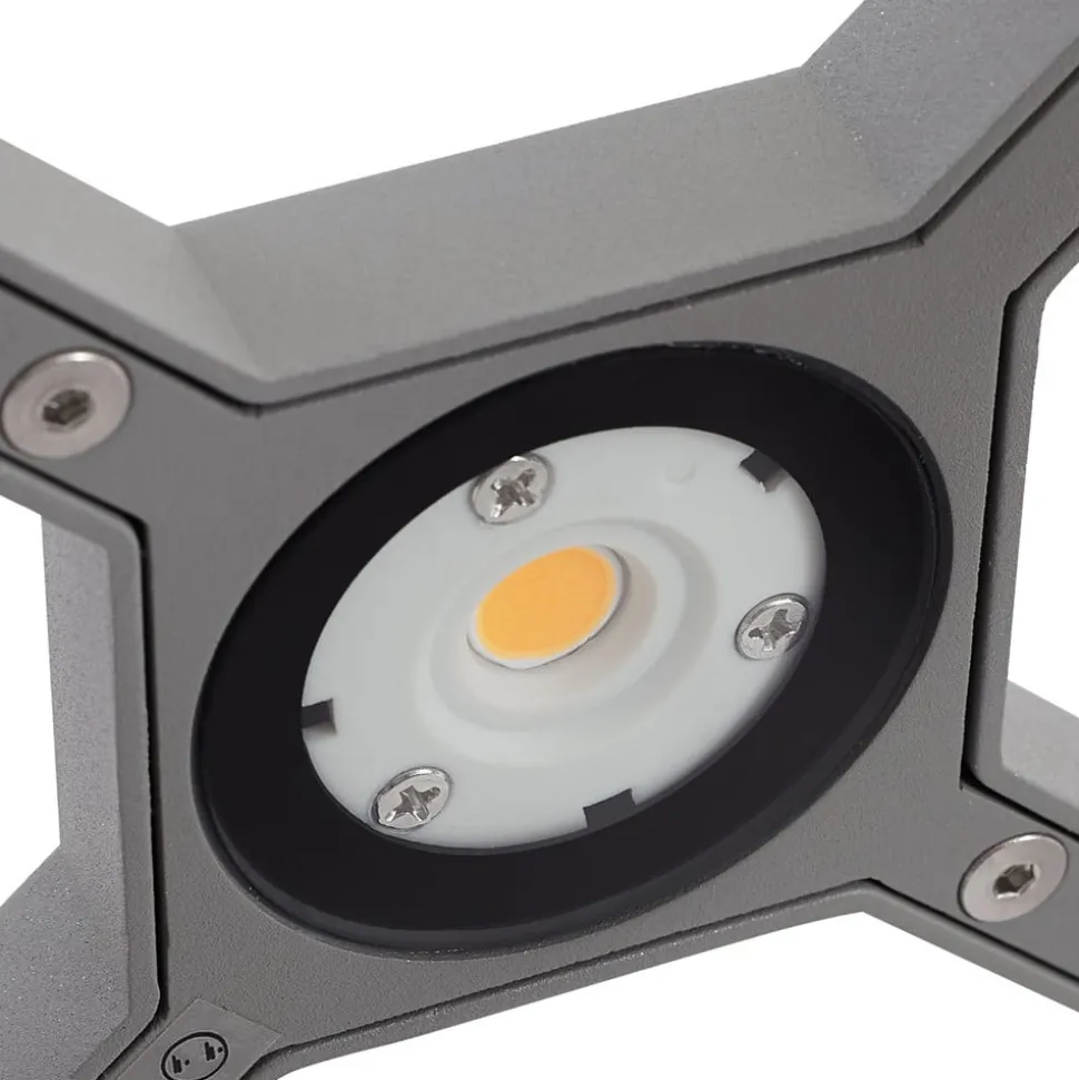 Lucande LED-sokkellampe Lealan, grå, metal, 23 cm, IP54