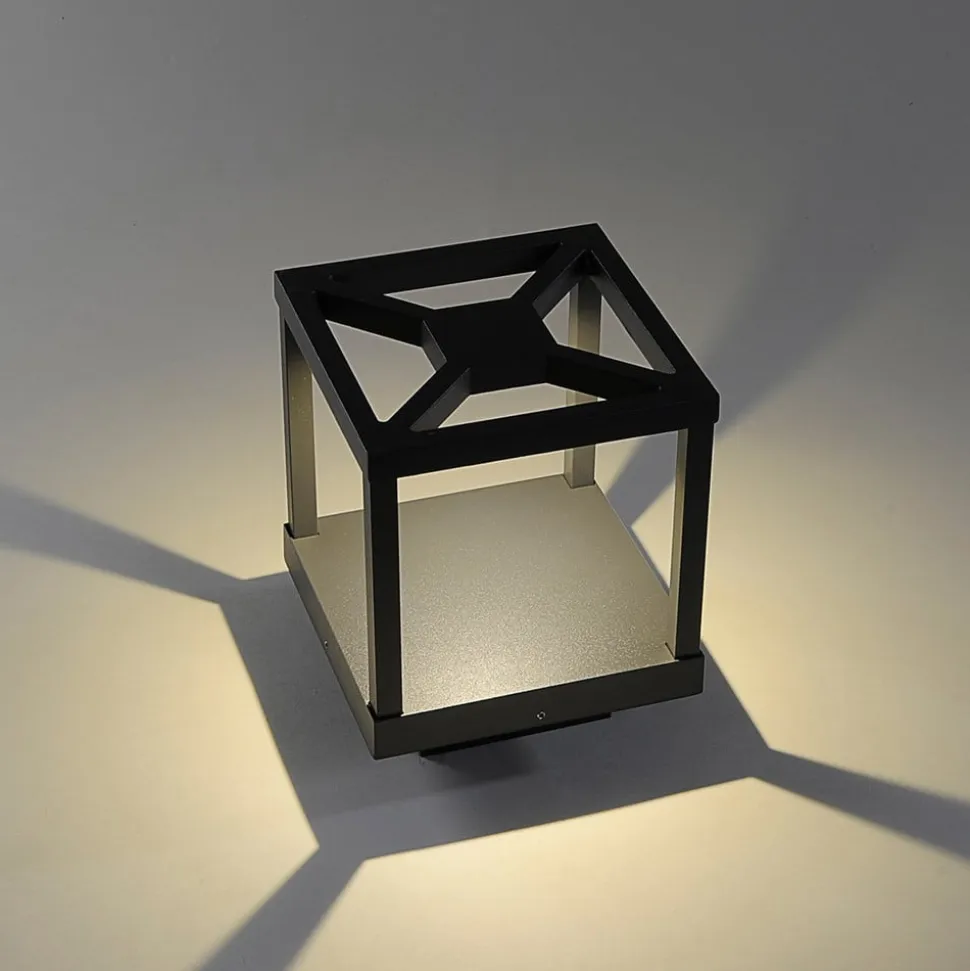 Lucande LED-sokkellampe Lealan, sort, metal, 23 cm, IP54