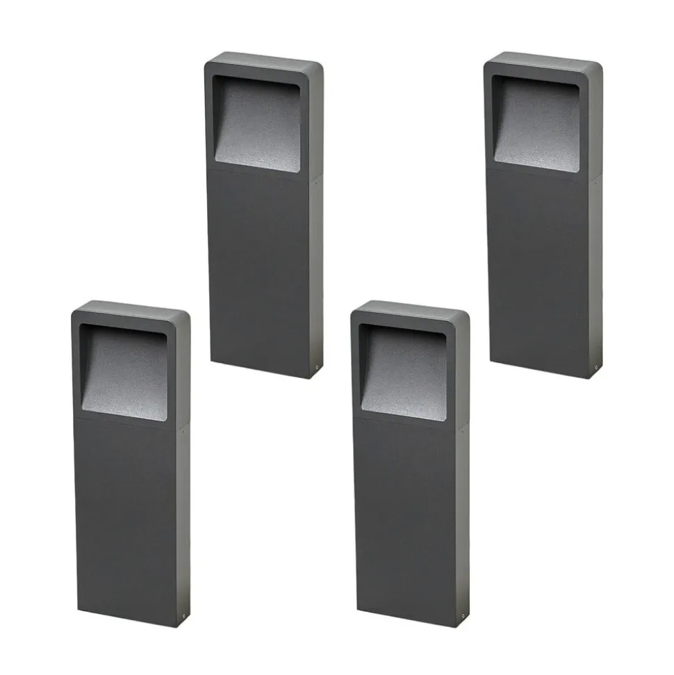Lucande LED-sokkellampe Leya, 4 stk, 35cm, antracit, IP54