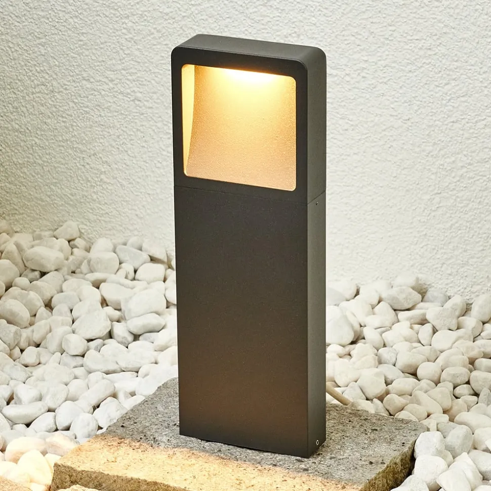 Lucande LED-sokkellampe Leya, 4 stk, 35cm, antracit, IP54