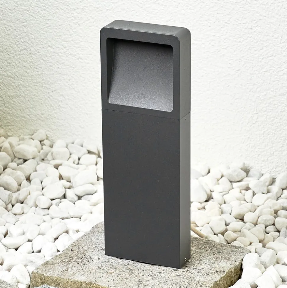 Lucande LED-sokkellampe Leya, 4 stk, 35cm, antracit, IP54