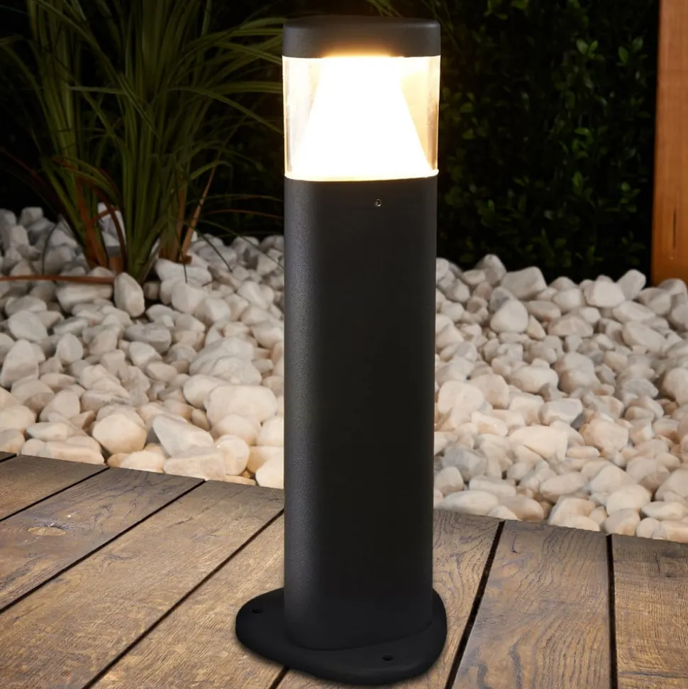 Lucande LED-sokkellampe Milou, højde 30 cm, antracit, aluminium
